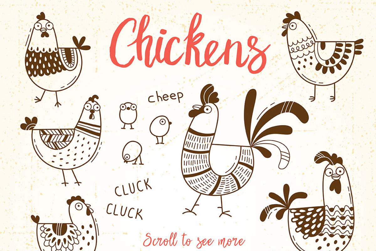 Keep Chicken - Design Set, an Animal Illustration by Baksiabat (Photo 2 of 5)