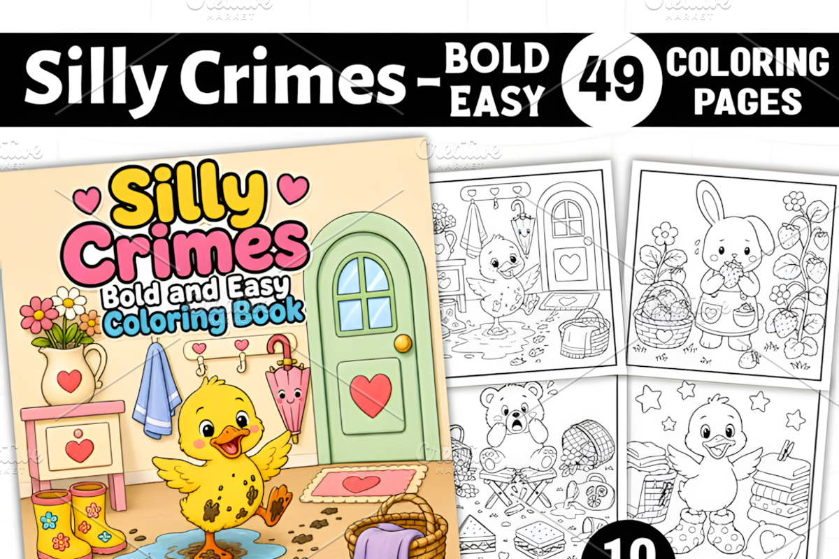 Bold and Easy Silly Crimes Coloring, a Decorative Illustration by Coco Bloom (Photo 1 of 7)