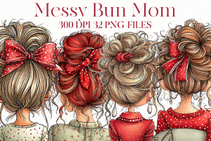 Watercolor messy bun mom Clipart, an Illustration by Designworld