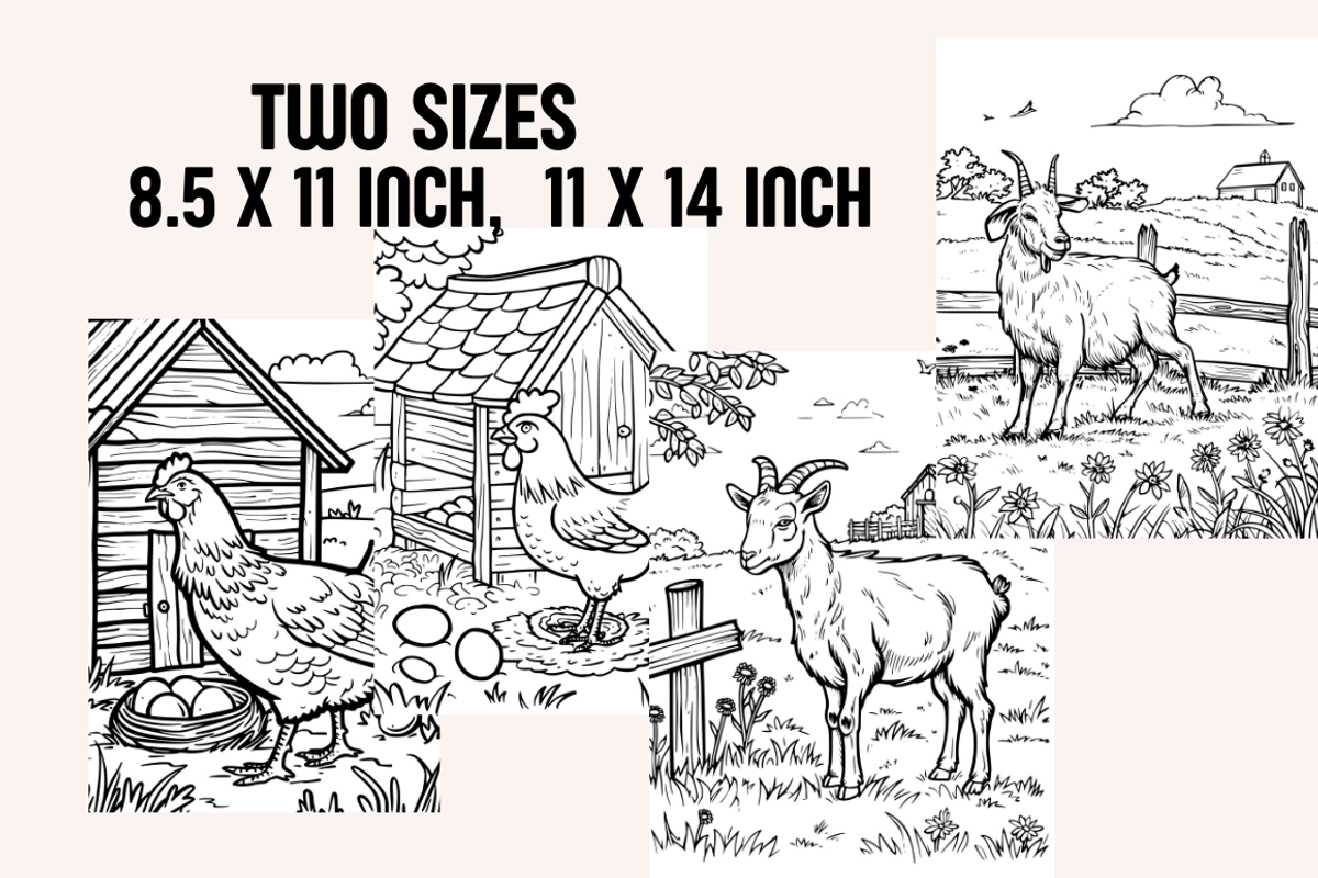 Farmyard Animals Coloring Pages, an Animal Illustration by PrintHaven Designs (Photo 2 of 9)