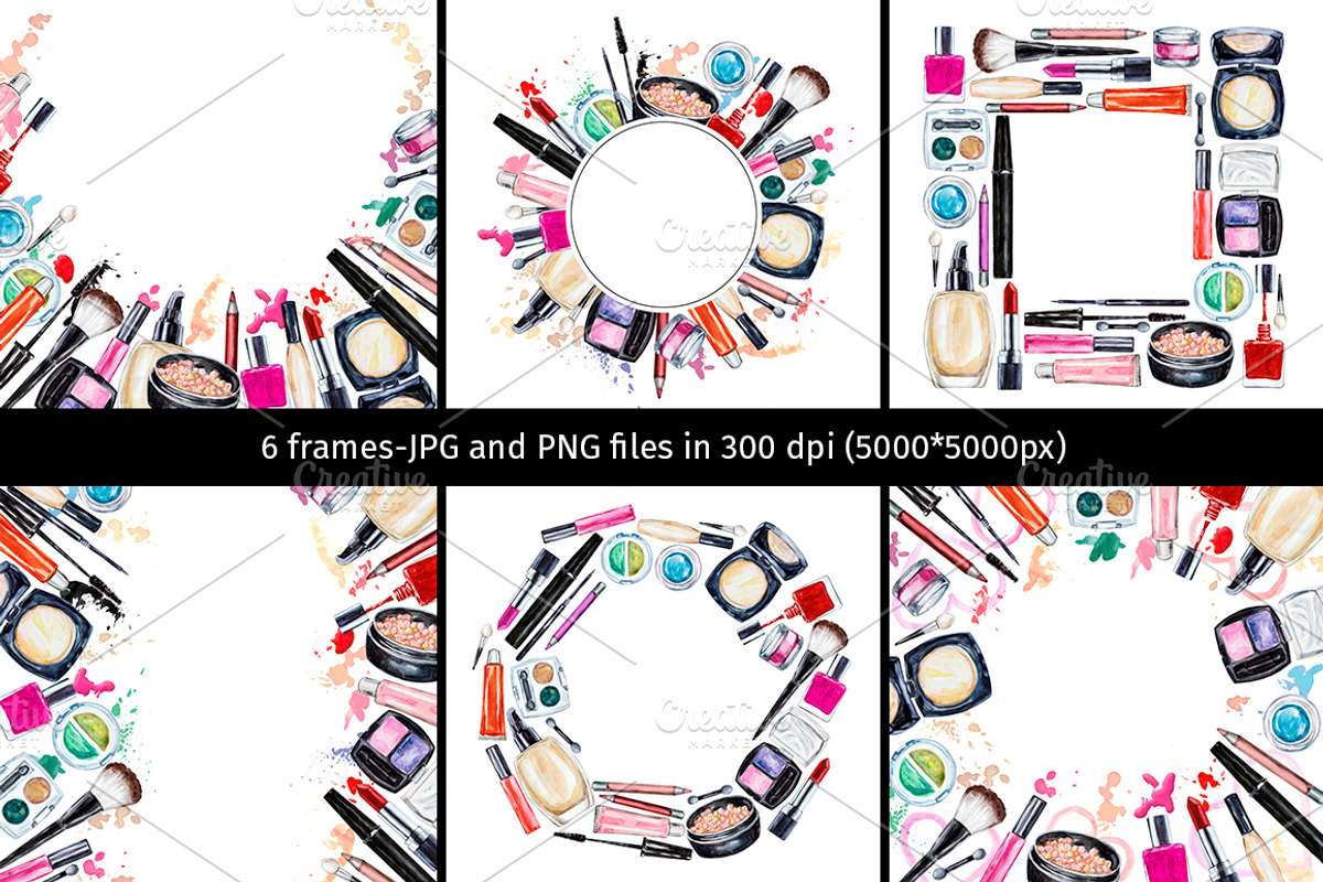 Watercolor cosmetic collection, a Texture Illustration by Lina's store (Photo 4 of 9)