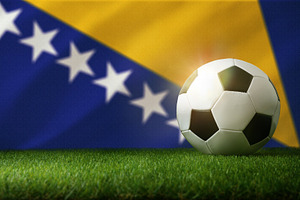 Soccer Ball on Bosnia Herzegovina Flag Grass Field, a Sports & Recreation Photo by Davizro's Market
