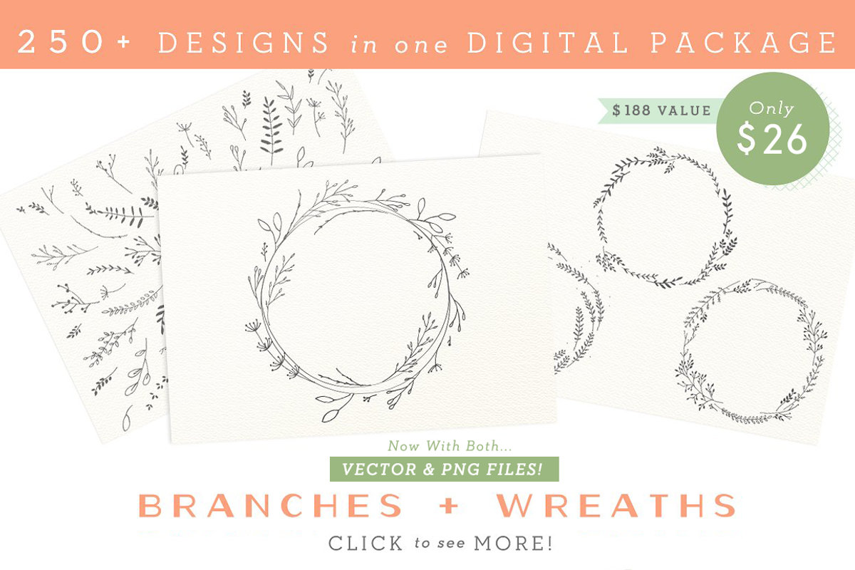 Branches, Wreaths & Laurels - Bundle, an Illustration by Shh! Maker Design (Photo 1 of 5)