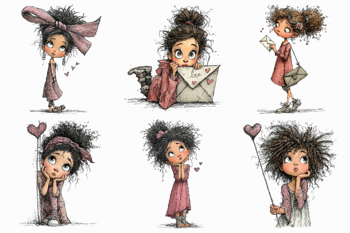 Whimsical Valentine Girl Clipart, an Illustration by Libby Wishes (Photo 7 of 8)