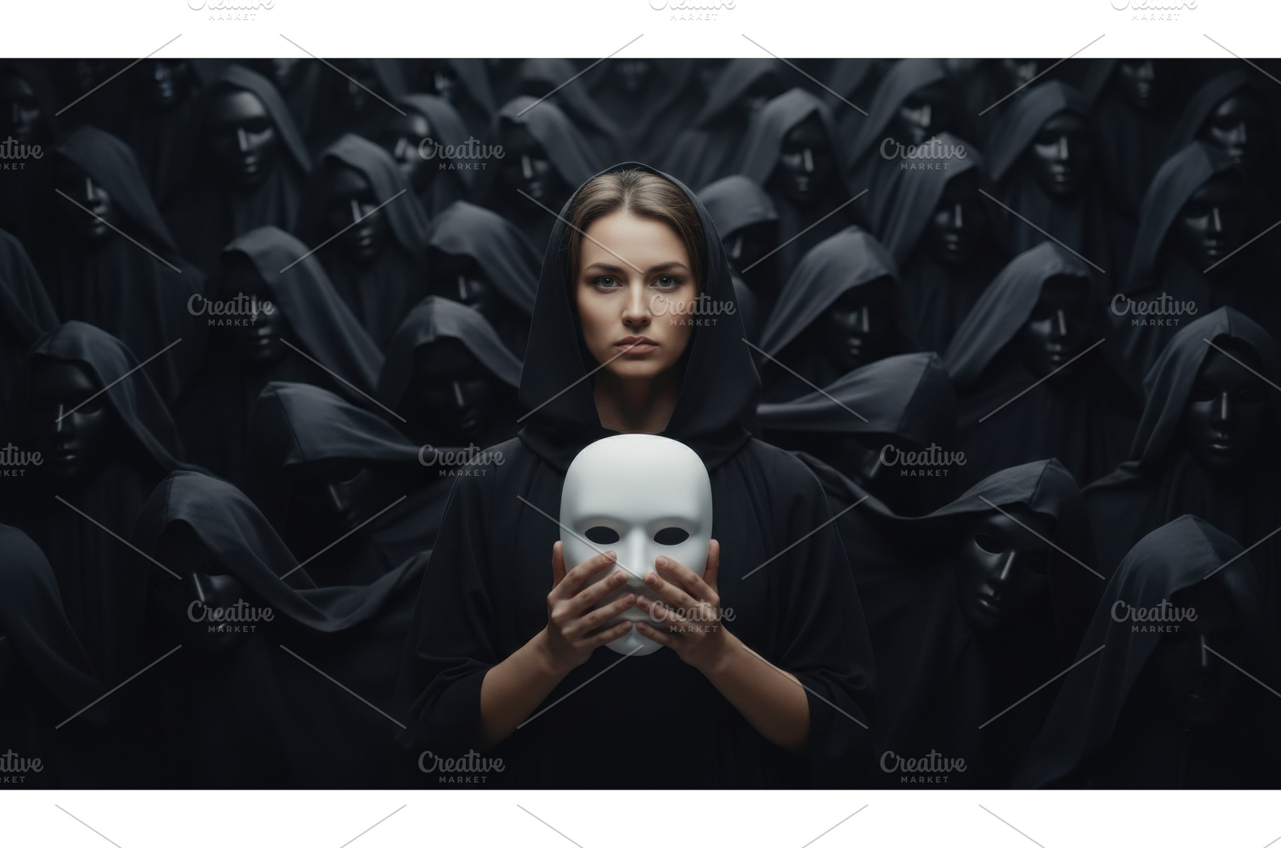 Woman in black hood holding a white, a Person Photo by Igor Tichonow