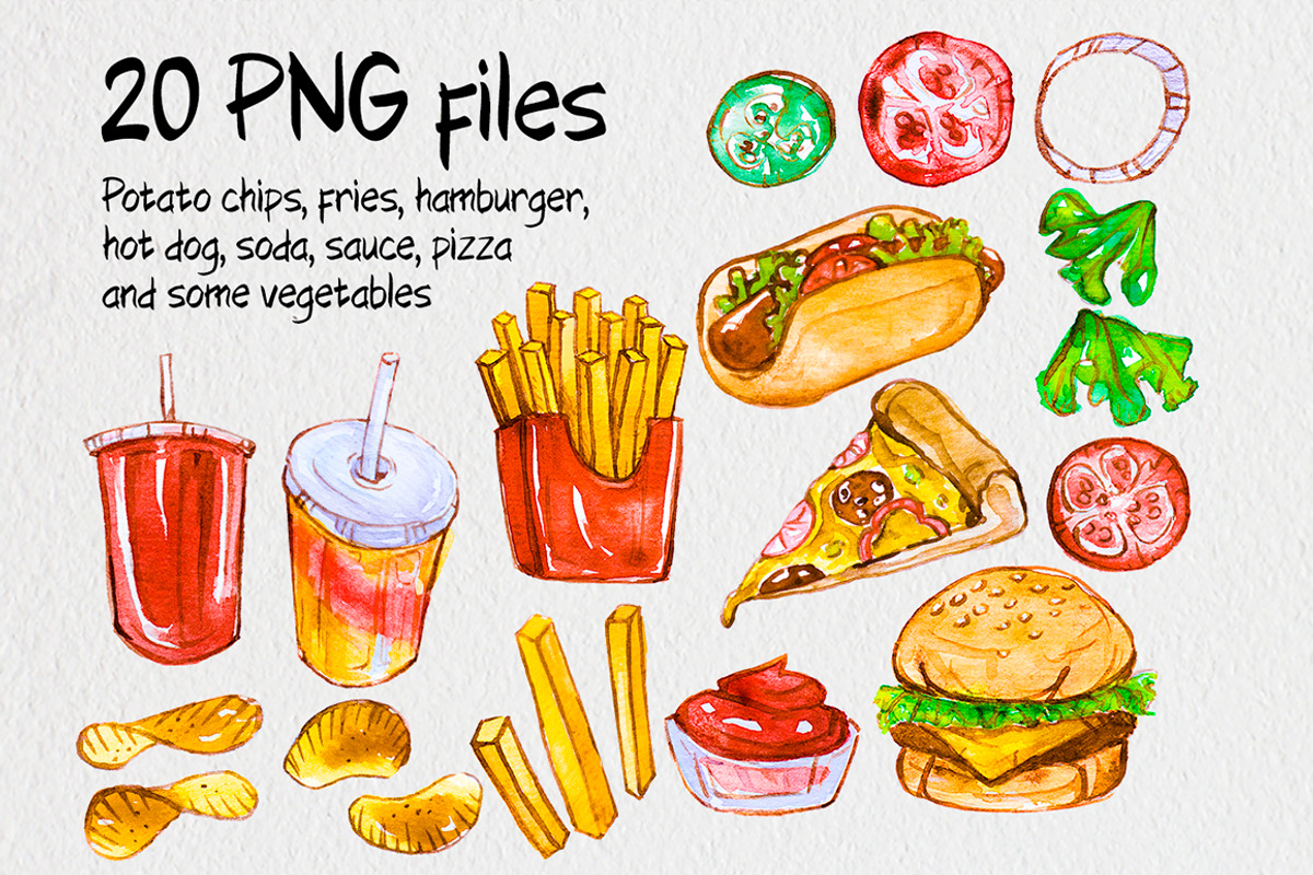 Watercolor Fast Food, a Food Illustration by Anna Faun (Photo 2 of 3)