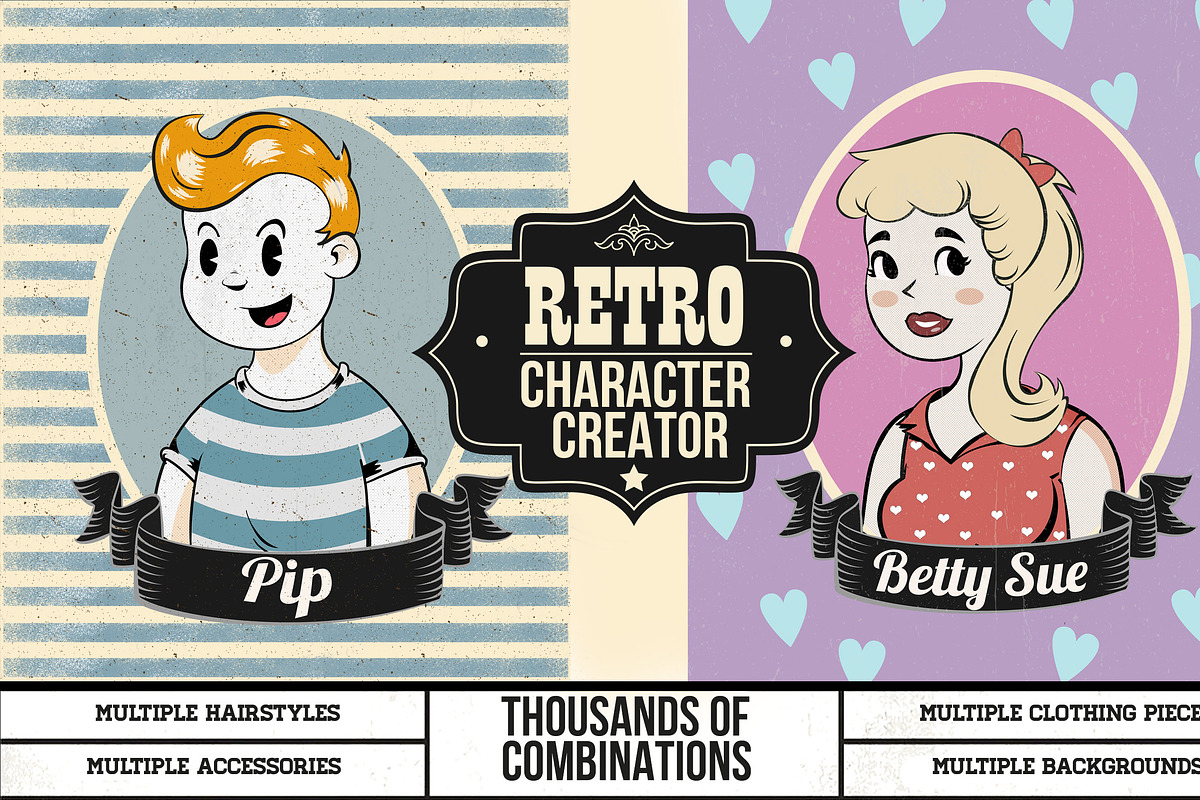 Retro Character Creator, a Person Illustration by Parsec (Photo 1 of 7)