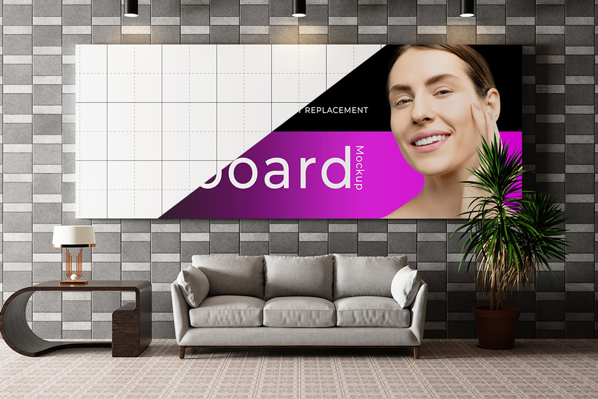 Indoor Billboard Mockup, an Advertising Mockup by Artlogs x Modaldesain (Photo 3 of 4)