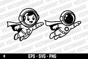 Superhero astronaut flying, a Technology Illustration by Vectorhight (Thumbnail 2 of 3)