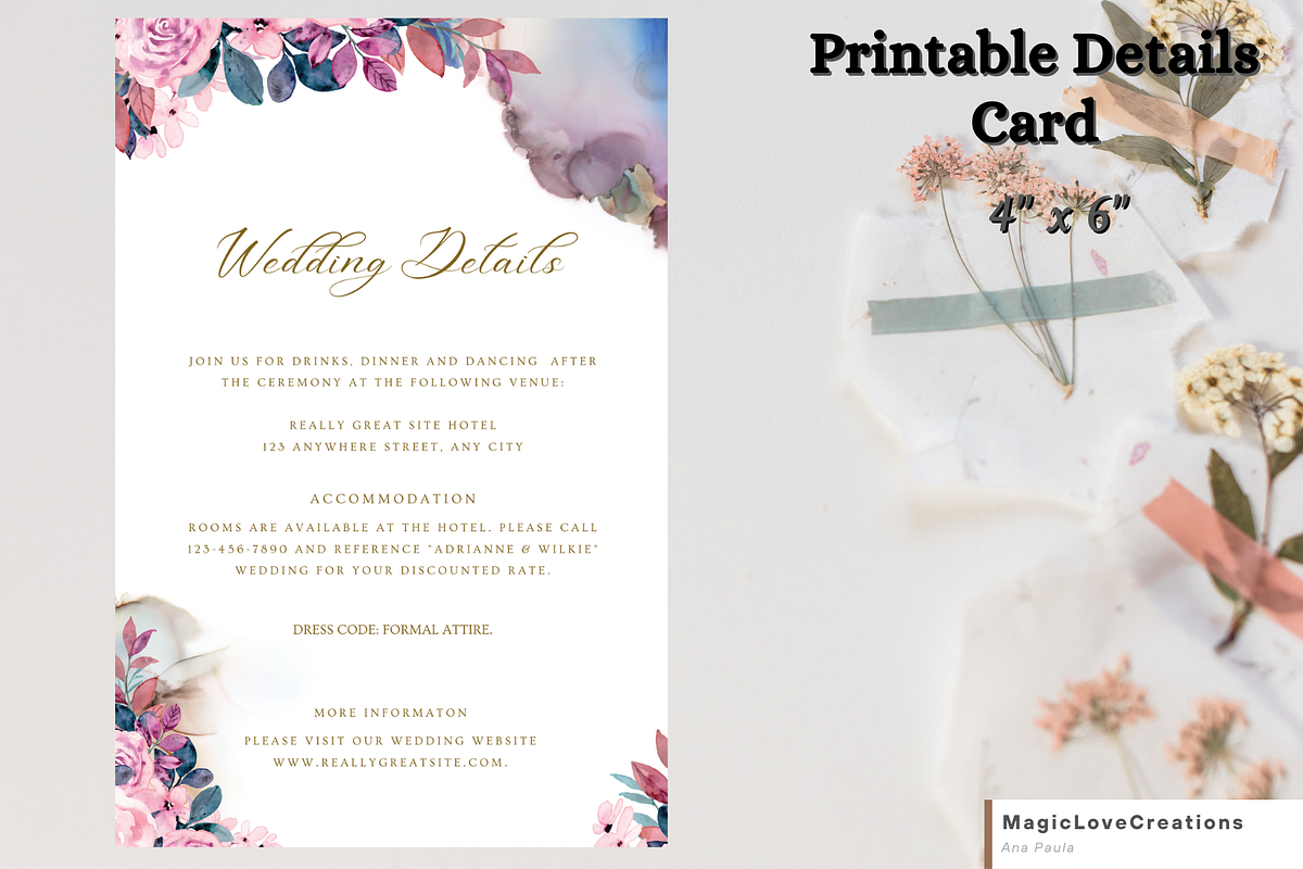 LIGHT Pink WEDDING INVITATION SET, an Invitation Template by MagicLove Creations (Photo 3 of 7)