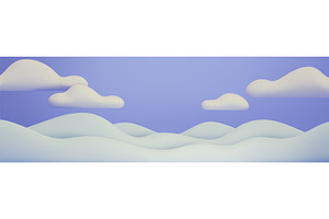 3d cartoon hills with fluffy clouds, an Illustration by art PVP - market