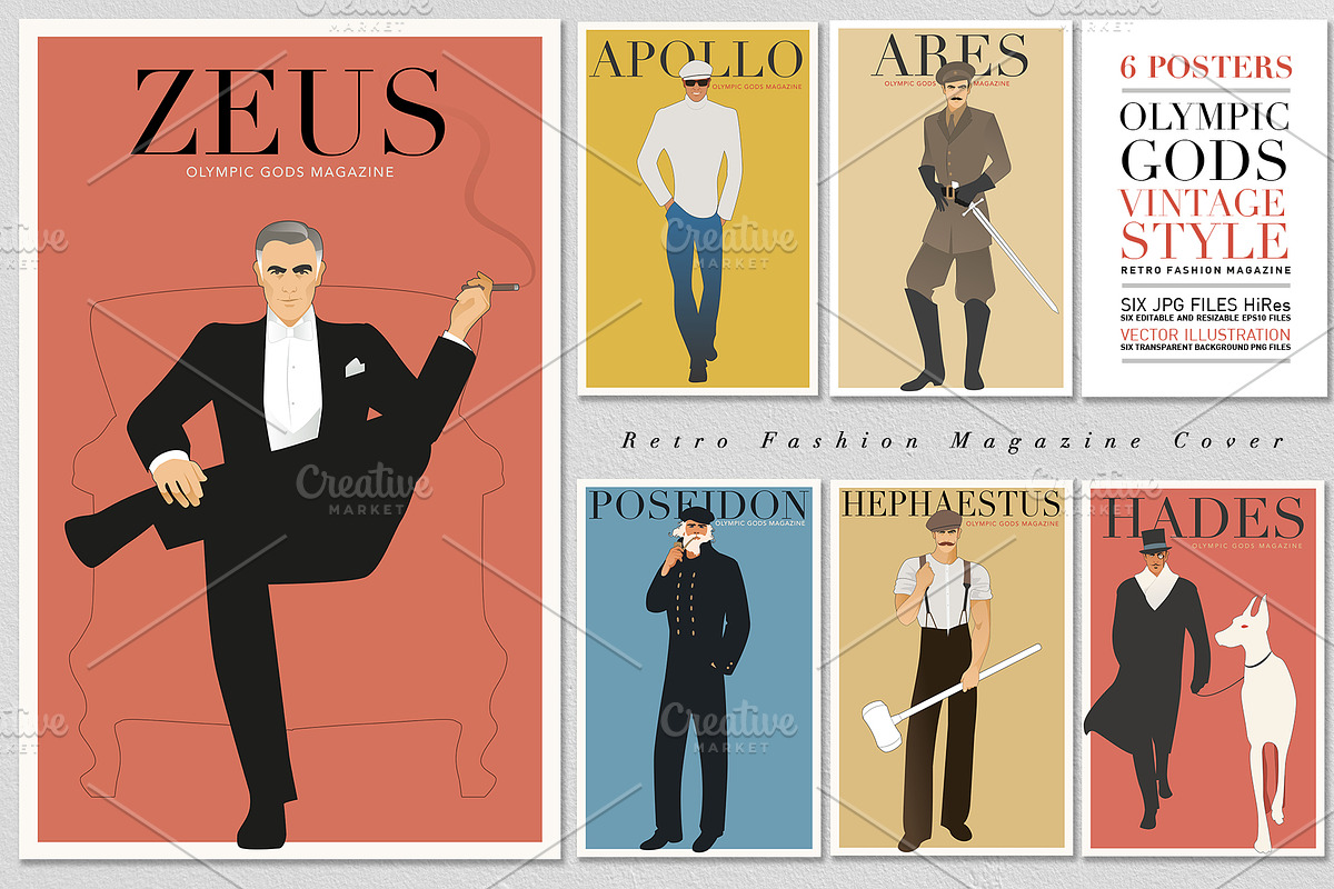 Olympus Gods. Retro Fashion Posters, an Illustration by La Inspiratriz (Photo 1 of 7)