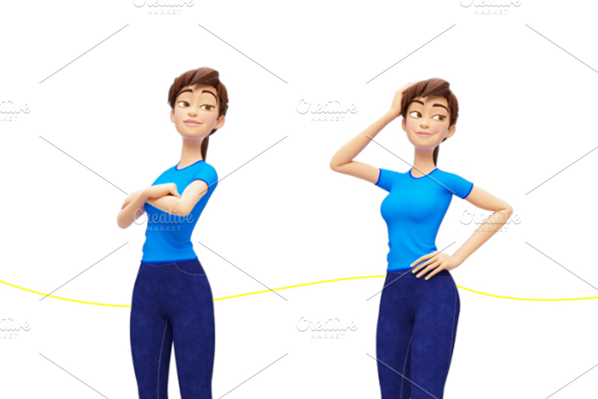 Jenny Cartoon 3D Character Promo Set, a Person Illustration by Oleg Ribar (Photo 9 of 26)