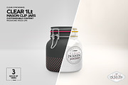 Clear 1Liter Mason Clip Jar Mockup, a Cups & Container Mockup by INCDesign (Thumbnail 5 of 9)