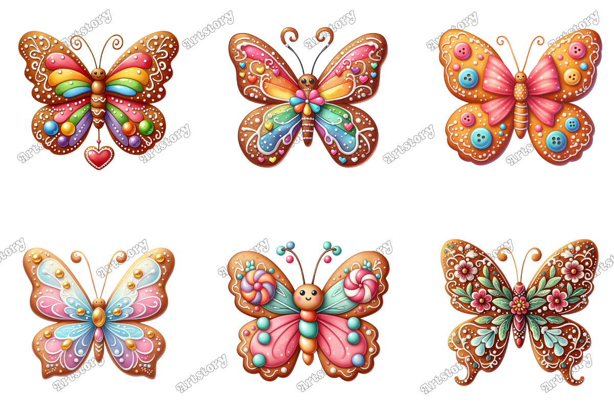 Gingerbread Cookie Butterfly Clipart, an Illustration by designcity5 (Photo 3 of 5)