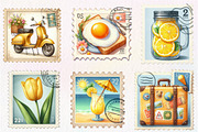 Yellow Summer Postage Stamps Clipart, an Illustration by CreationArt (Thumbnail 4 of 5)