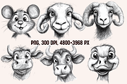 Farm Animals Pencil Sketches, an Animal Illustration by PrintHaven Designs (Thumbnail 5 of 10)