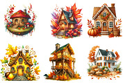 Watercolor Autumn House Clipart, an Illustration by Watercolor design (Thumbnail 3 of 4)