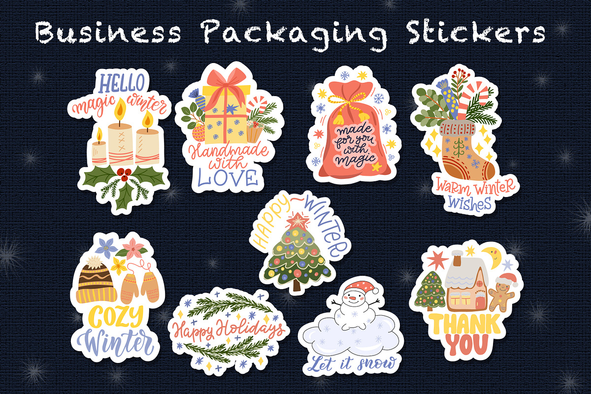 Christmas Stickers Bundle, an Illustration by rinaletters (Photo 2 of 7)
