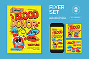 Yellow Blood Donor Day Flyer Set, a Flyer Template by graphicook (Thumbnail 1 of 3)