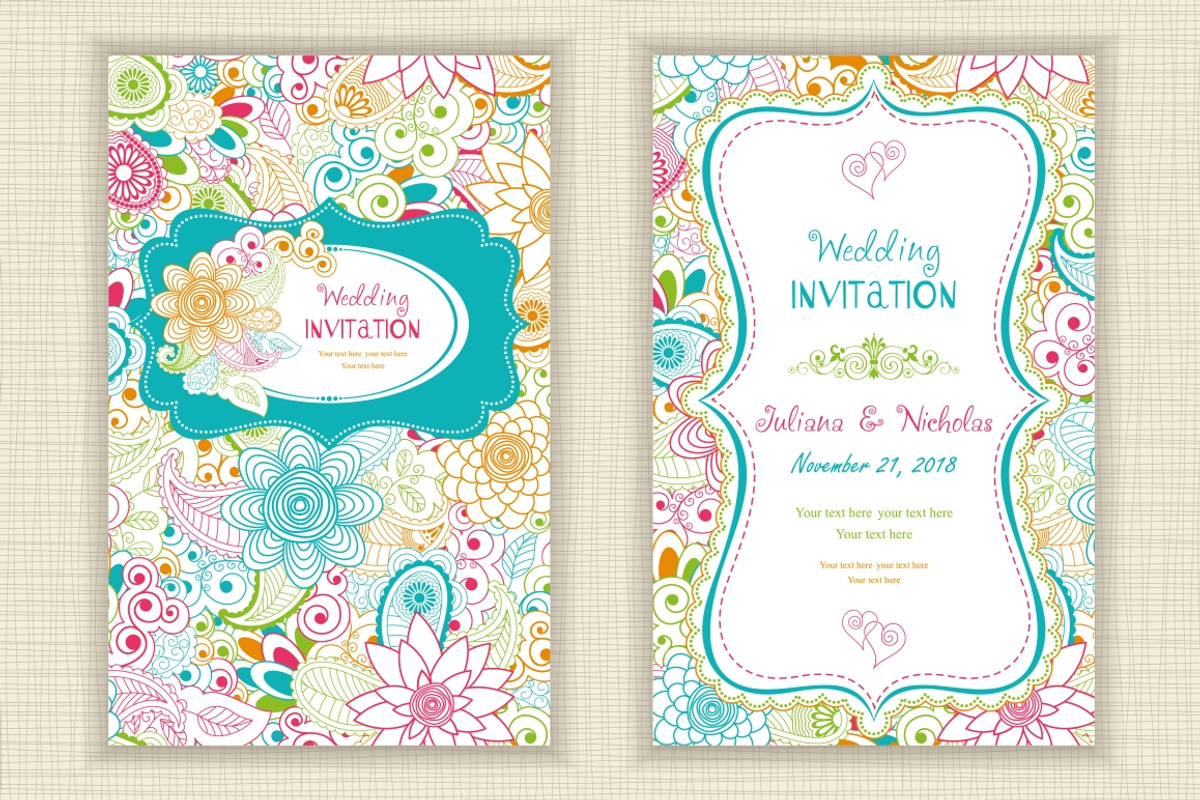 Set of Invitation and patterns, a Card Template by NataLito (Photo 6 of 7)