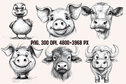 Farm Animals Pencil Sketches, an Animal Illustration by PrintHaven Designs (Thumbnail 4 of 10)