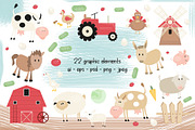 Kids Little Farm clipart & pattern, an Animal Illustration by ELFIVETROV DESIGN (Thumbnail 4 of 7)