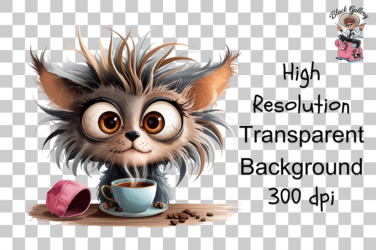 Kitten Drinking Coffee PNG Bundle, a Graphic by Clipart Bloom (Photo 13 of 13)