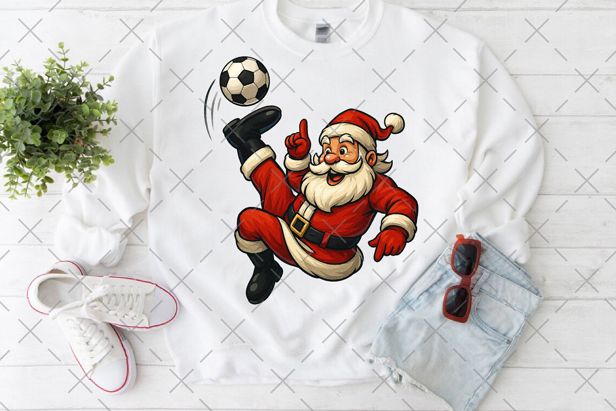 Santa Playing Soccer Funny Christmas, an Illustration by Craft Nest (Photo 6 of 6)