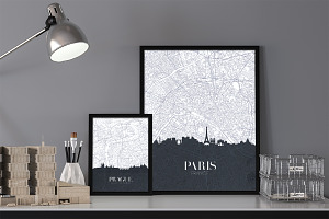 Skyline City Map Vector Poster