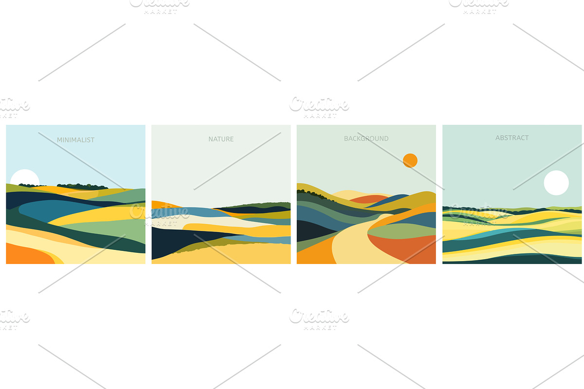 Abstract flat minimalist fields, an Illustration by Valerie Bodnar