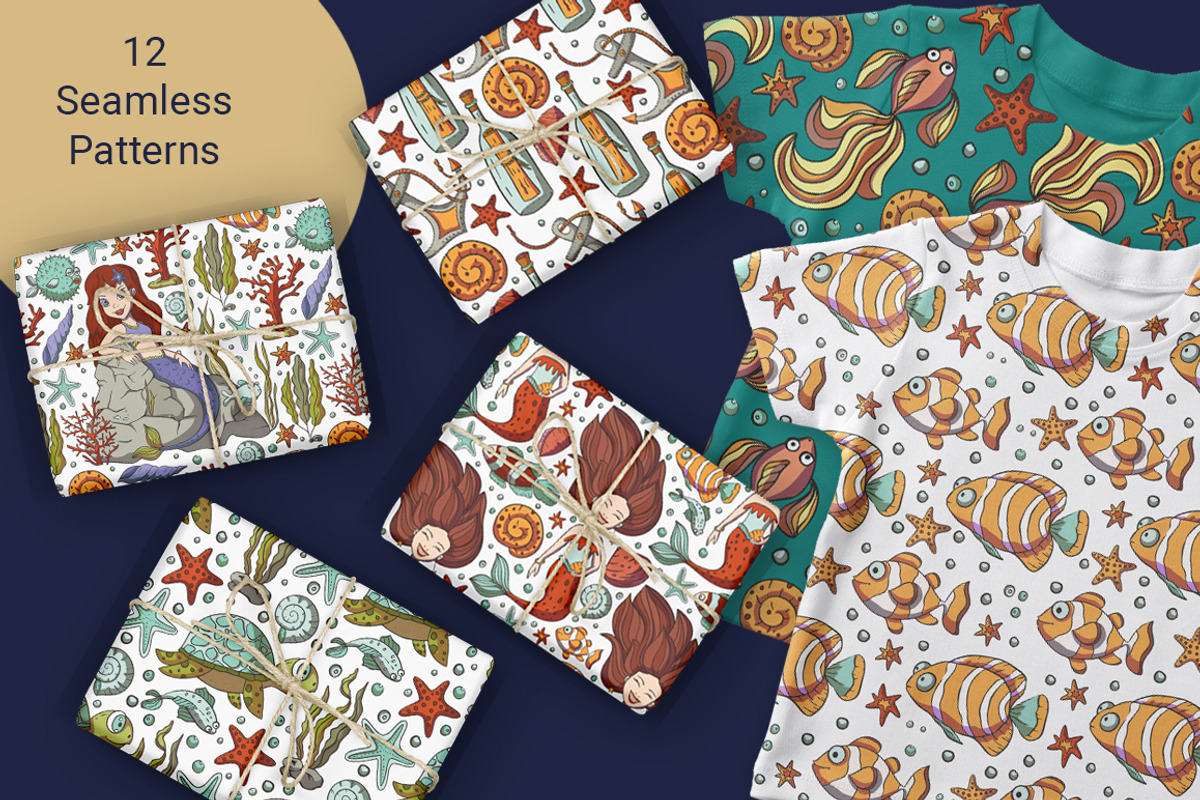 Mini Mermaid. Big Graphic Pack., a Seasonal Illustration by Red Ink (Photo 7 of 10)