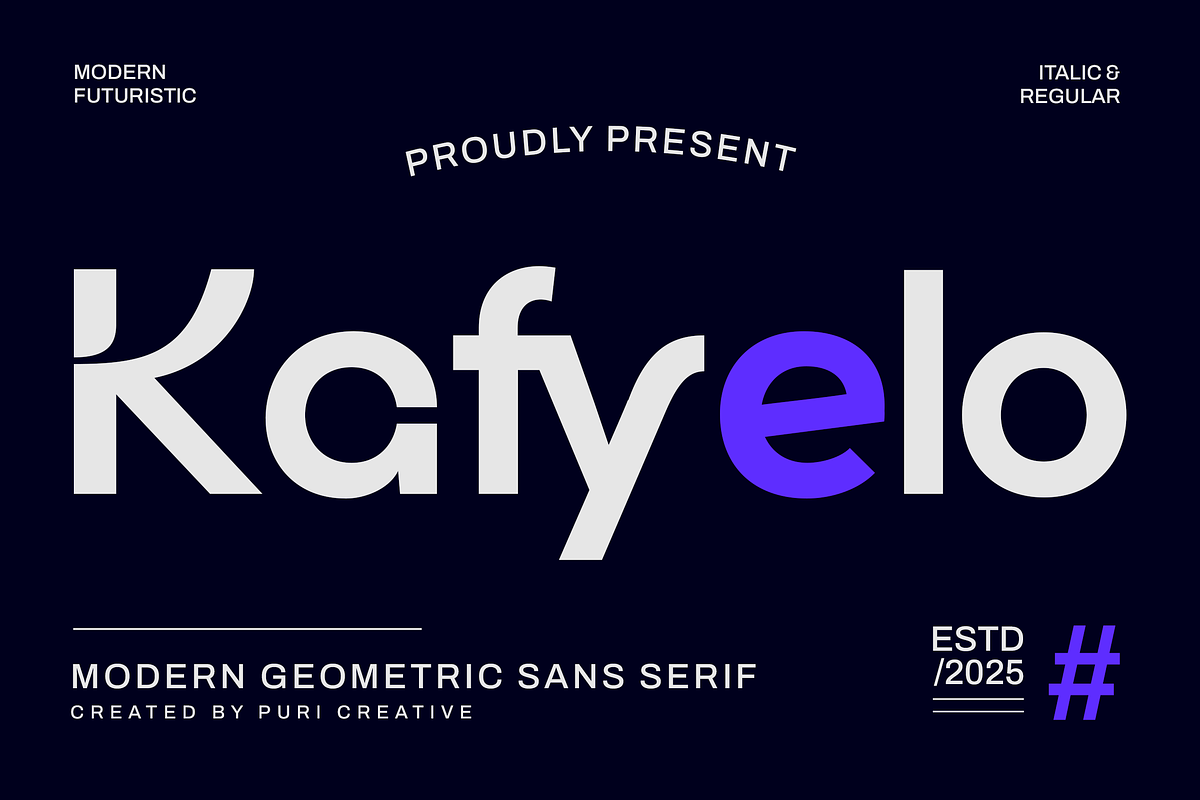 Kafyelo - Modern Geometric Sans Font, a Sans Serif Font by PuriCreative (Photo 1 of 10)