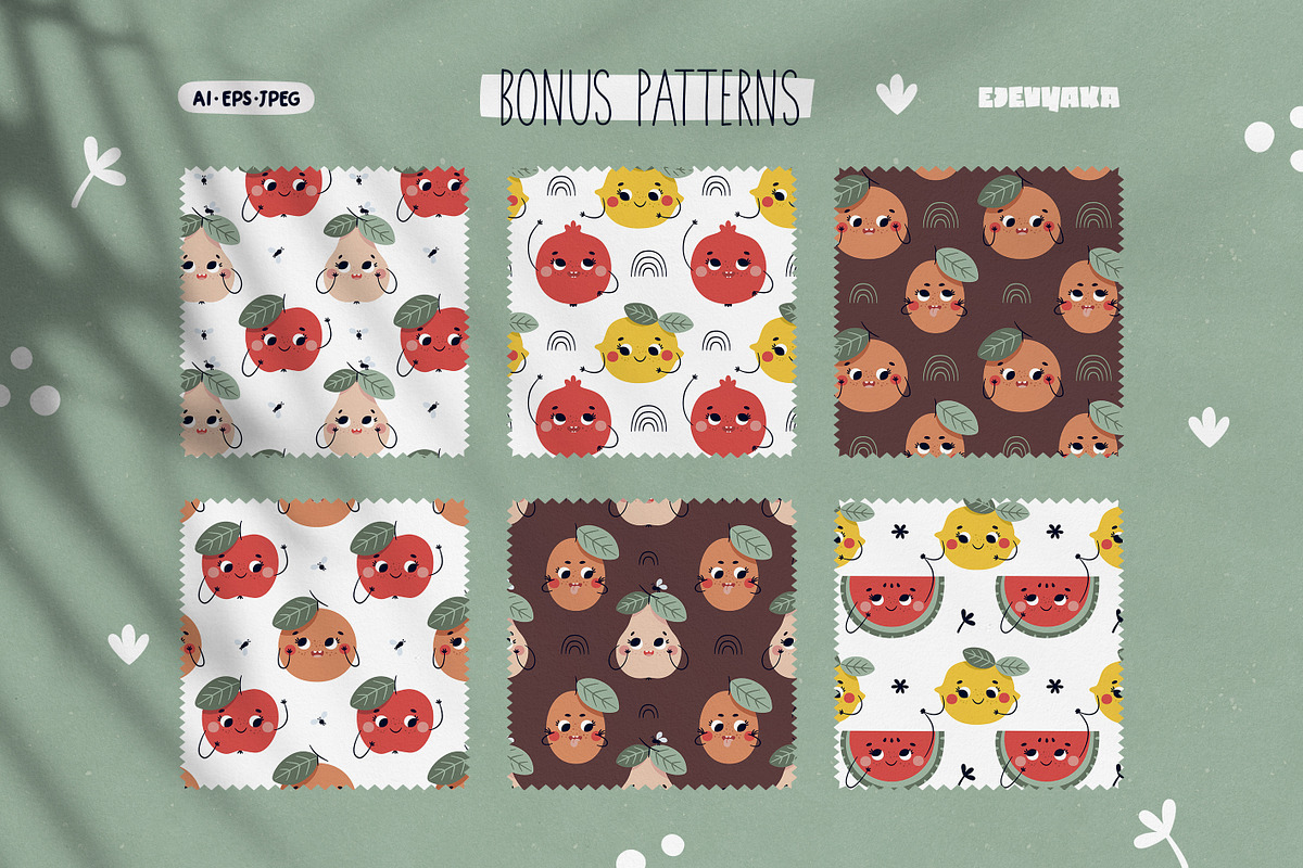 Fruit Clipart PNG, Seamless Patterns, a Food Illustration by Ejevyaka (Photo 5 of 10)