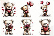 Valentine Teddy Bear Clipart, an Illustration by Watercolor design (Thumbnail 2 of 4)