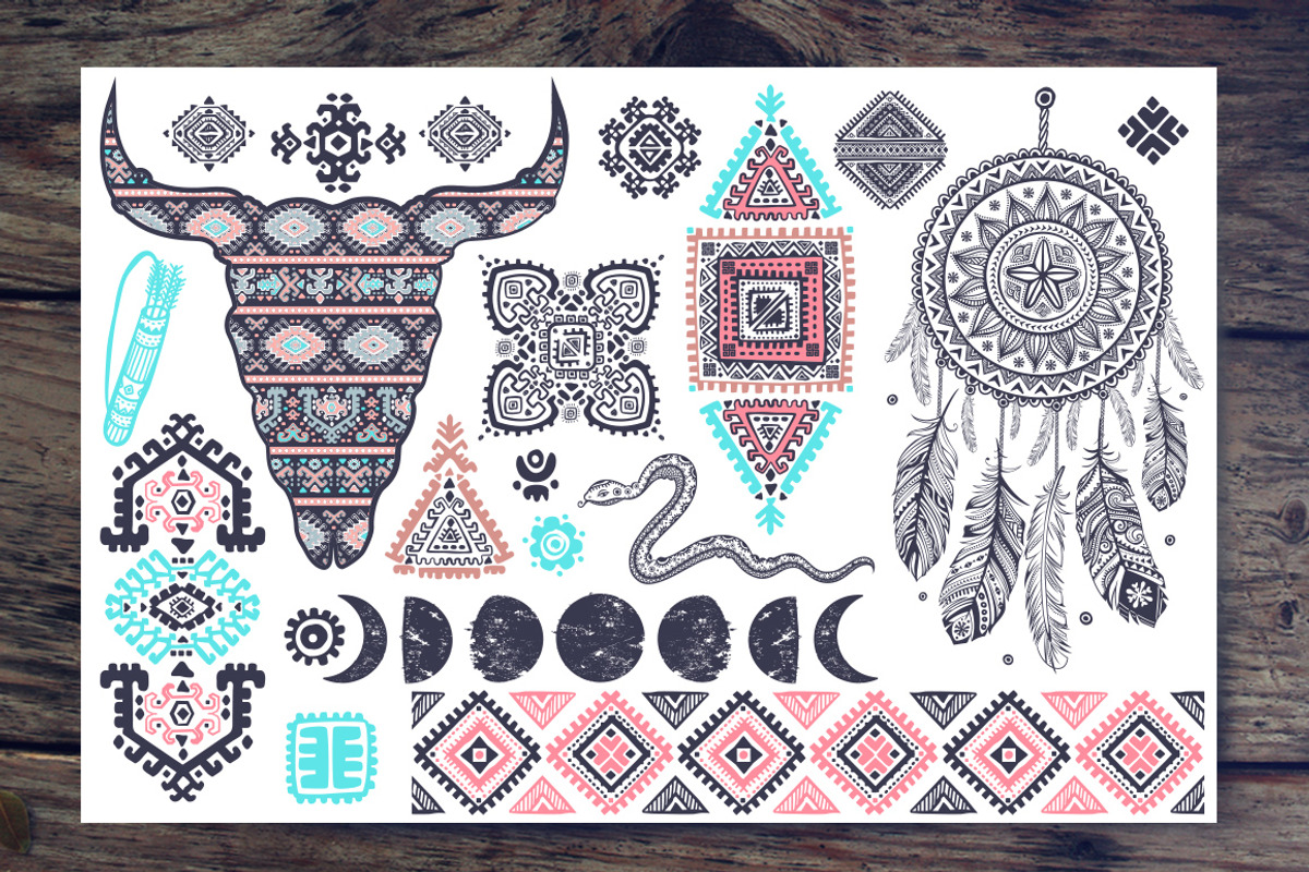 Bohemian style American Indian icons, a Decorative Illustration by Transia (Photo 2 of 3)