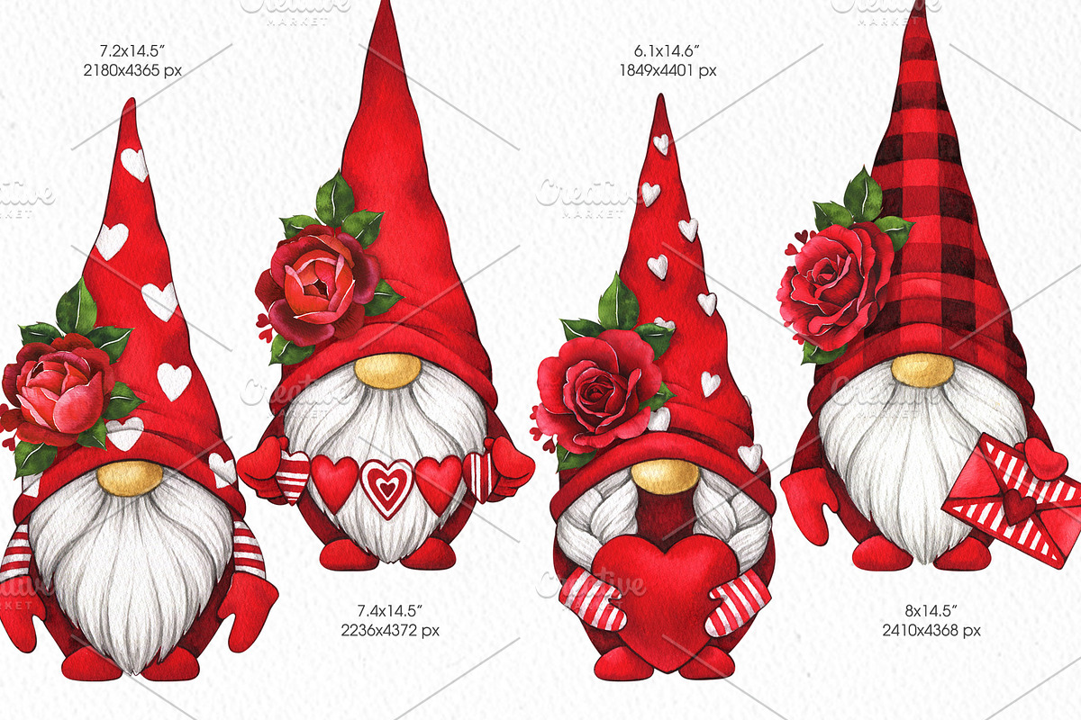 Valentine Gnomes PNG Clipart, an Illustration by Color and Decor (Photo 2 of 7)