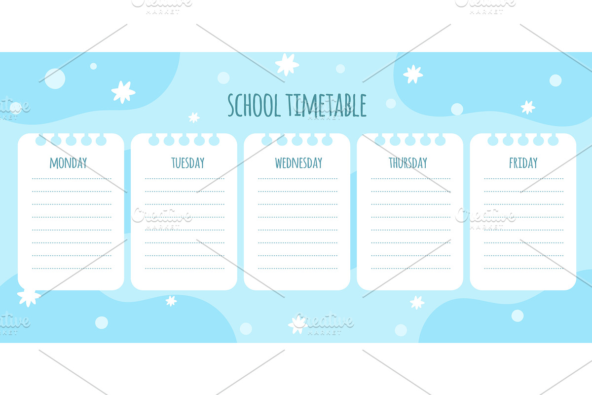 School timetable template. Weekly, an Education Illustration by Vectorbuum