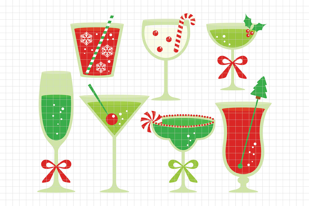 Christmas Cocktail Clipart (DC53), a Food Illustration by Printablestore
