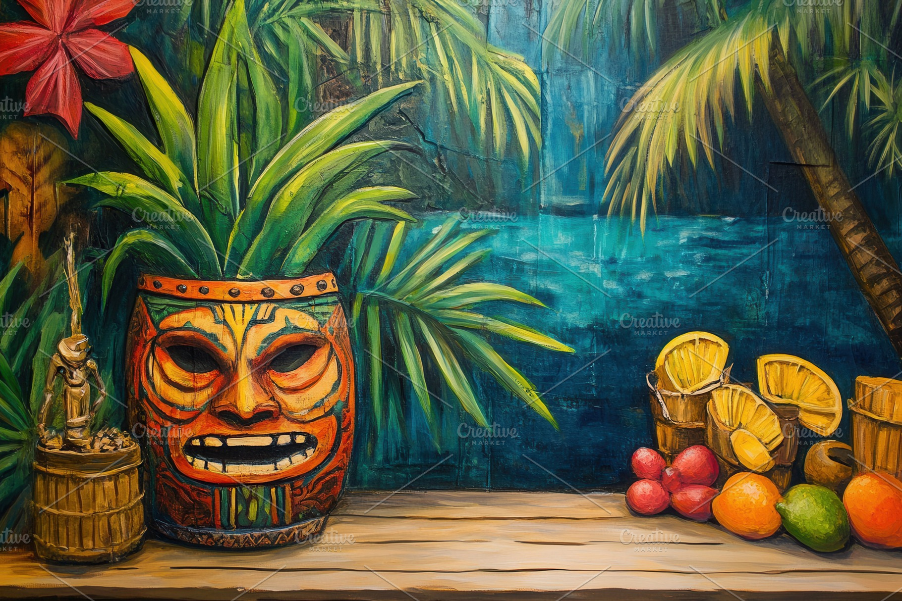 Tropical cocktails spark island vibe, a Photo by Pavel_design