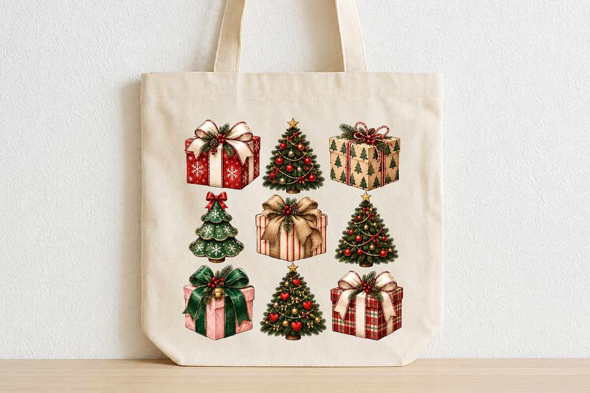 Preppy Christmas Tree Gift Box PNG, a Seasonal Illustration by CraftArtStudio (Photo 2 of 4)