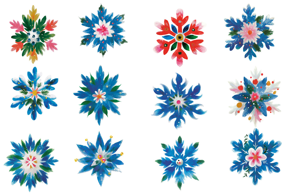Watercolor Snowflakes Clipart, an Illustration by Designworld (Photo 3 of 5)