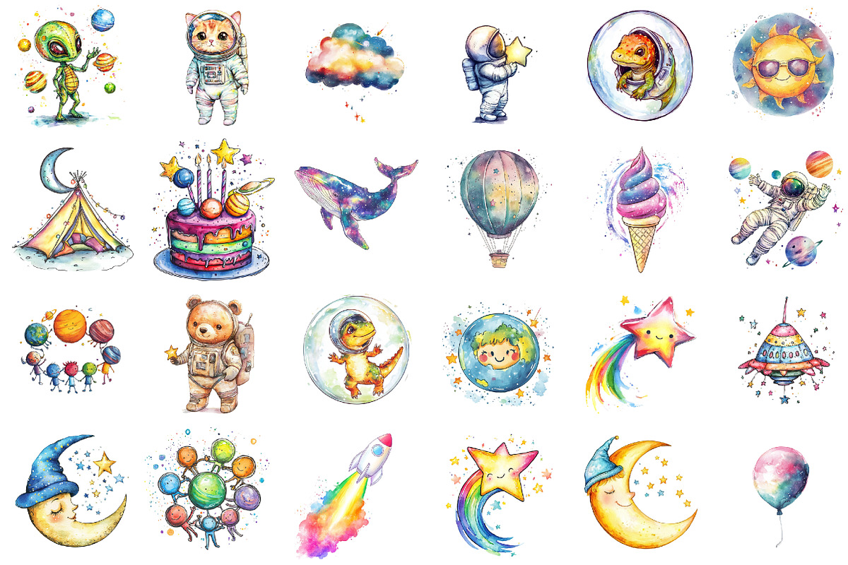 Cute Space Clipart, Space Birthday P, an Illustration by Sublimation Artist (Photo 2 of 6)
