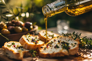 Mediterranean Bread Slices with oil, a Food & Drink Photo by Virgo Studio