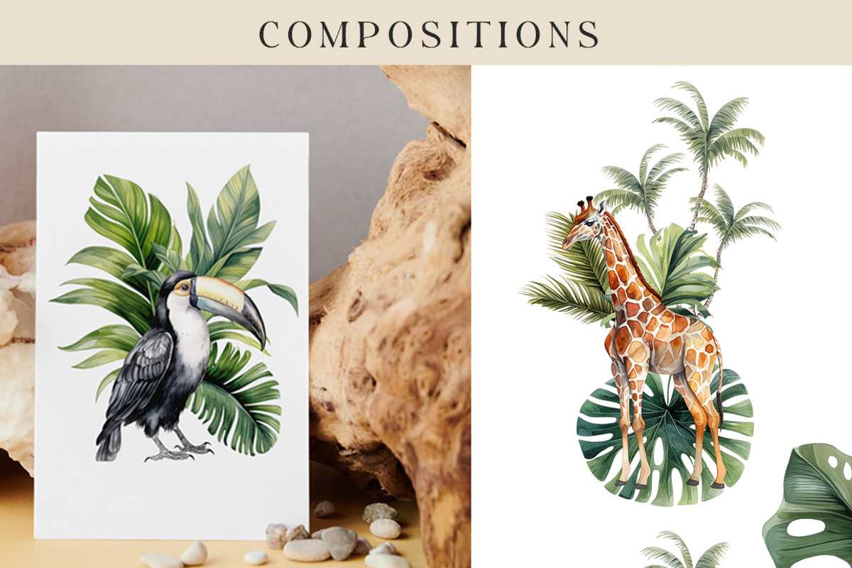 Tropical Jungle Watercolor Arts, an Object Graphic by Evgeniia (Photo 2 of 12)