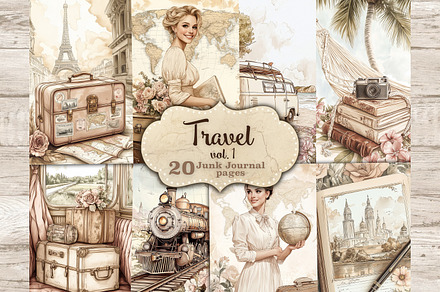 Vintage Travel Junk Journal Pages, a Person Illustration by GlamArtZhanna