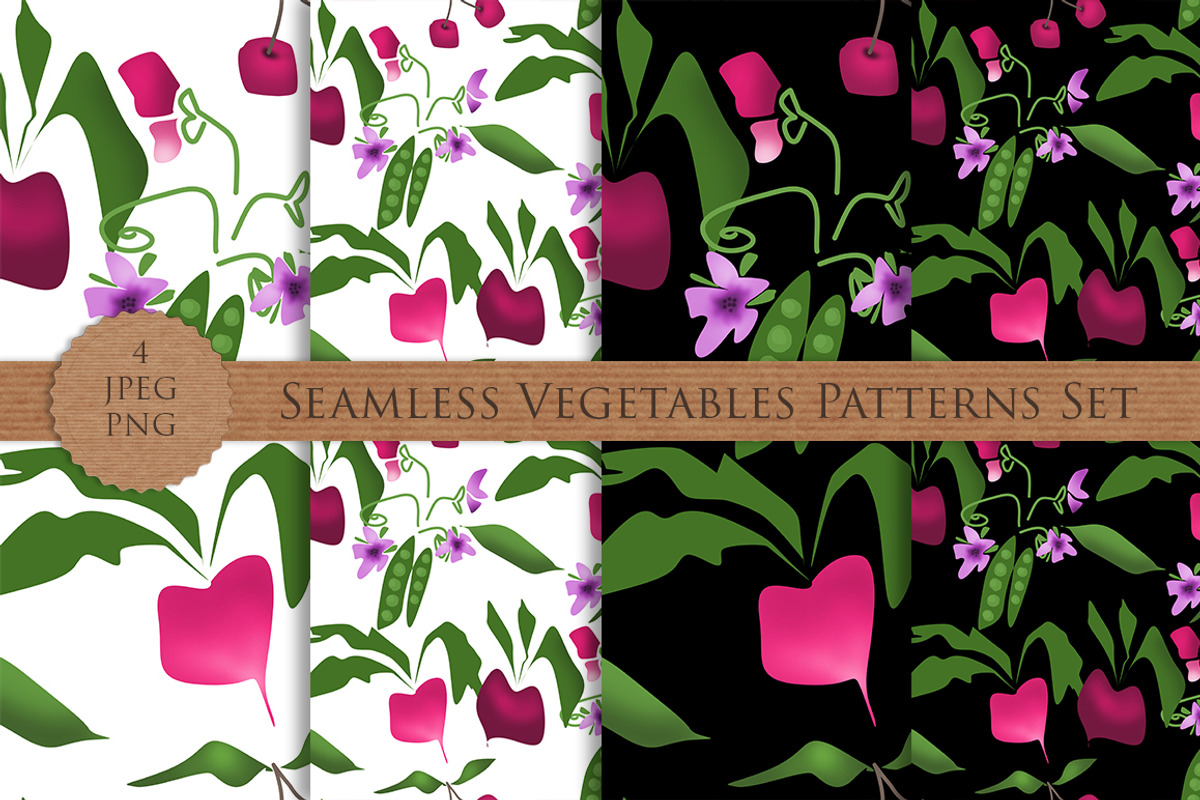 SALE! VEGETABLES seamless patterns, a Pattern Graphic by Futurel (Photo 1 of 3)