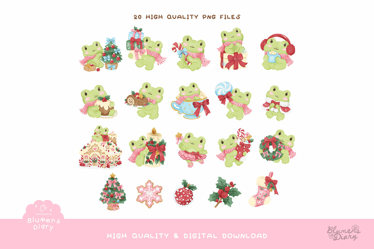 Sugarplum Christmas Frog Clipart, an Animal Illustration by Blumensdiary (Photo 2 of 6)