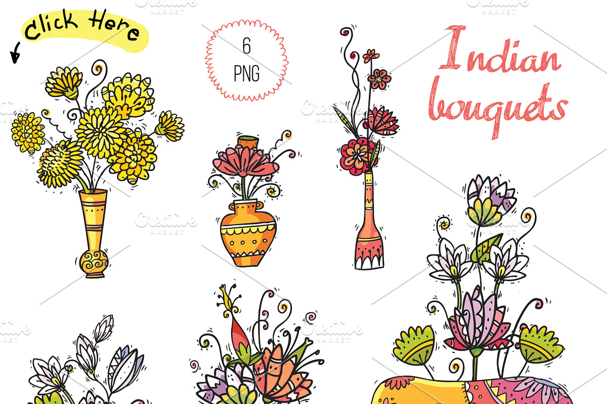 Indian Flowers - 55 objects+, an Illustration by Zooza Art (Photo 3 of 9)