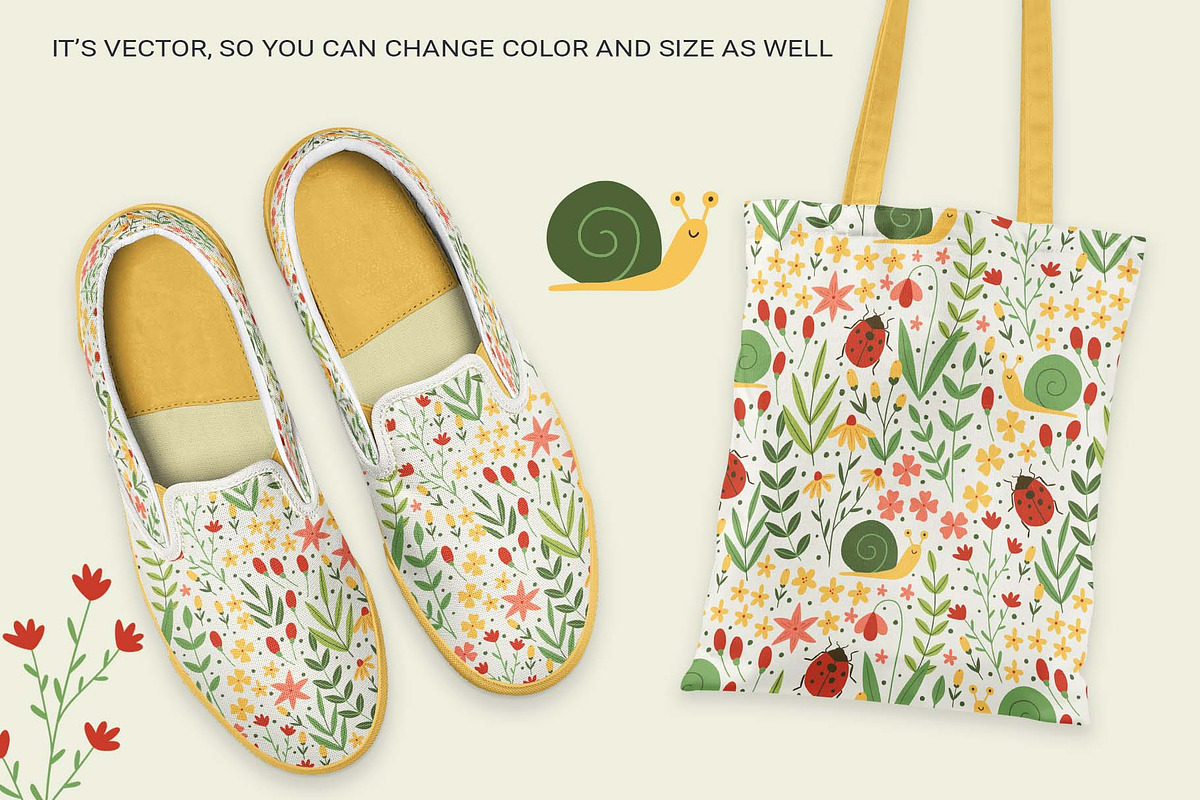 Snail & Ladybug Garden Set, a Pattern Graphic by Irina Ostapenko (Photo 5 of 5)